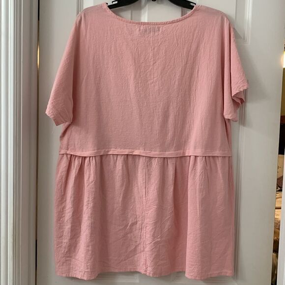 Miss Look size 2 XL pink short sleeve baby doll top with drop shoulder - Picture 4 of 6